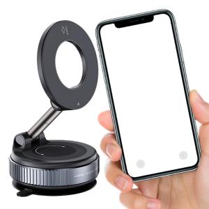 Universal Magnetic Car Mount with Vacuum Base and 360 Degree Rotatable Phone Holder for GPS and Mobile Phones