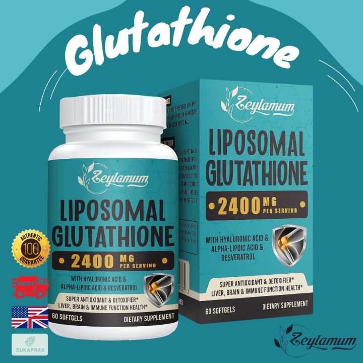 glutathione reduced in thailand Zeylamum 2400 MG Liposomal L-Glutathione 60 Softgels GMO and vegan Soothe Eczema With IV In-Stock Flavor:Duo Pack (Blue Raspberry + Lemonade)