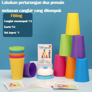 【Goodbata】Board Game Cup Stacking/ Game Dengan Kartu Pencerahan Intelektual Warna Kognisi Mainan Pendidikan Anak-anak