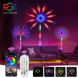 LED Firework Strip Lights RGB 6m Sync Bluetooth Lights with Remote Control Festival Decorative Lights Christmas lights Party Decorative Lights Music Festival Decorative Lights