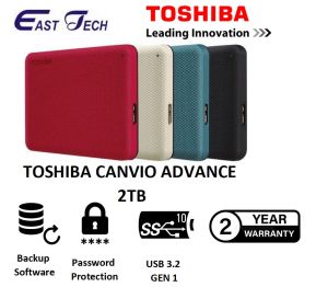 Toshiba  2TB Portable Canvio Advance USB 3.2 Gen 1 External Hard Drive (Random Colour)
