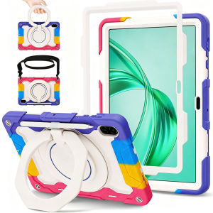 Kids 360 Rotating Handle Ring StandShoulder Strap & Pen HolderHeavy Duty Military Shockproof Protective Case for Honor Pad X10X10 ProX9X9 ProX9aX8BX8aX8 ProHonor 10 12.Magic Pad 2GT Pro 12.3