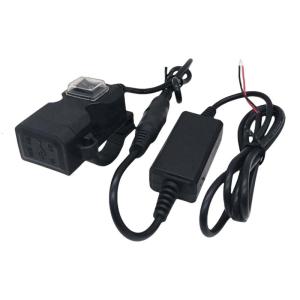 Motorcycle Handlebar USB Chargers Waterproof Power Supply Socket with Double Port Interface Suitable for Electric Bikes