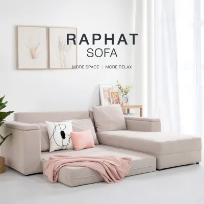 SOFA SOLUTIONS โซฟาเข้ามุมขวา รุ่น Raphat สีครีม (234x159x85 ซม.)