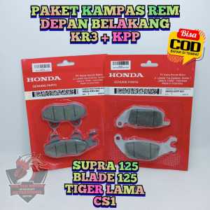 PAKET KAMPAS REM DISPAD DEPAN BELAKANG KR3 & KPP 100% KUALITAS ASLI ORIGINAL HONDA UNTUK MOTOR SUPRA 125 BLADE 125 TIGER LAMA CS1