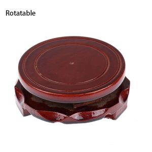 XYAX(XUNJIE) Imitation Solid Wood Round Antique Home Decoration Vintage Carved Ornament Vase Base Stand Base Teapot Display Holder