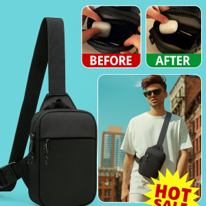Nylon fabric shoulder bag backpack Large capacity portability Double Pocket Running Cell Phone Key Casual Chest Bag