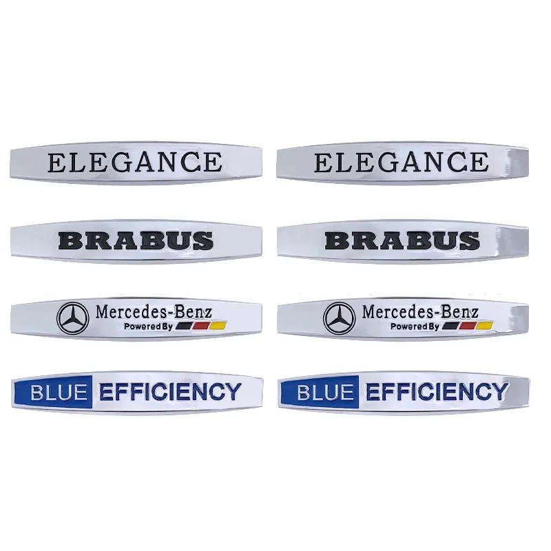 2PCS side logo Blue Efficiency emblem ELEGANCE sticker for Mercedes benz  Brabus Car rear trunk badge 3D metal decoration