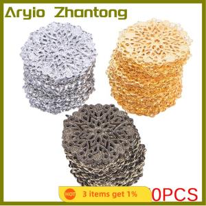 Aryio 50PCS Bronze Filigree Flower Connectors Crafts DIY Jewelry Making Accessories
