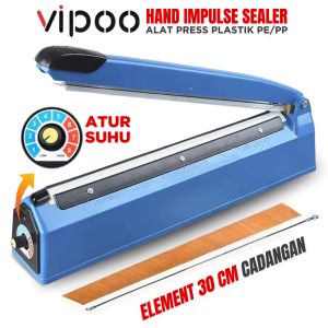 Mesin Press Perekat Plastik Kemasan Makanan Hand Impulse Sealer  VIPOO V-300 | Mesin Press Multifungsi Bisa Atur Daya Panjang Seal 30 cm | Penyegel Plastik Makanan Food Packing Machine |  /Sealer Plastik / Mesin Press Perekat Plastik