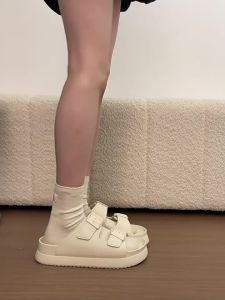 [Free Shipping] WomenS Thick-Soled Double-Strap Height-Increasing Buckle Sandals High-Heeled Casual Versatile Height-Increasing Sandals