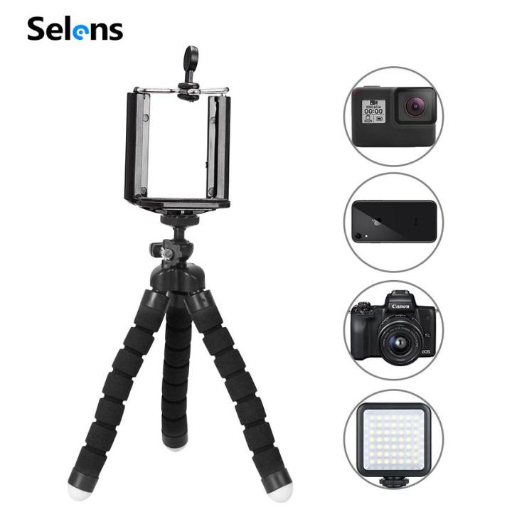 Selens Mini Tripod Flexible Sponge Octopus Stand with Phone Mount Holder  for Camera Smartphone Xiaomi Huawei Video Photo Vlog Photography