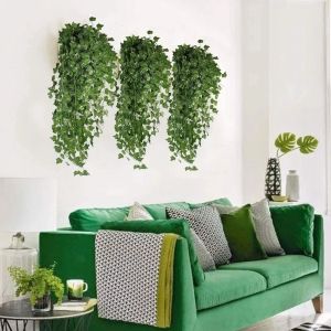 Dây Leo Cây Nhân Tạo 2M Cành Lá Mây Treo Tường Cây Thường Xuân Lá Lụa Giả Bằng Nhựa Trang Trí Nhà Vườn Ngoài Trời