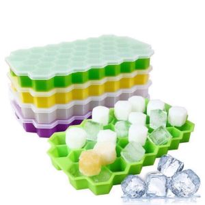 37 Cell Honeycomb Shape Silicone Ice Cube Molder With Lid