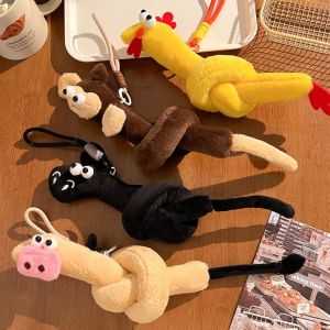 EYESONU Twelve Chinese Zodiac Signs Chicken Plush Keychain Funny Design Cute Style Pink Pig Plush Pendant Doll Creative Gift Rabbit Bag Pendant Bag Decoration