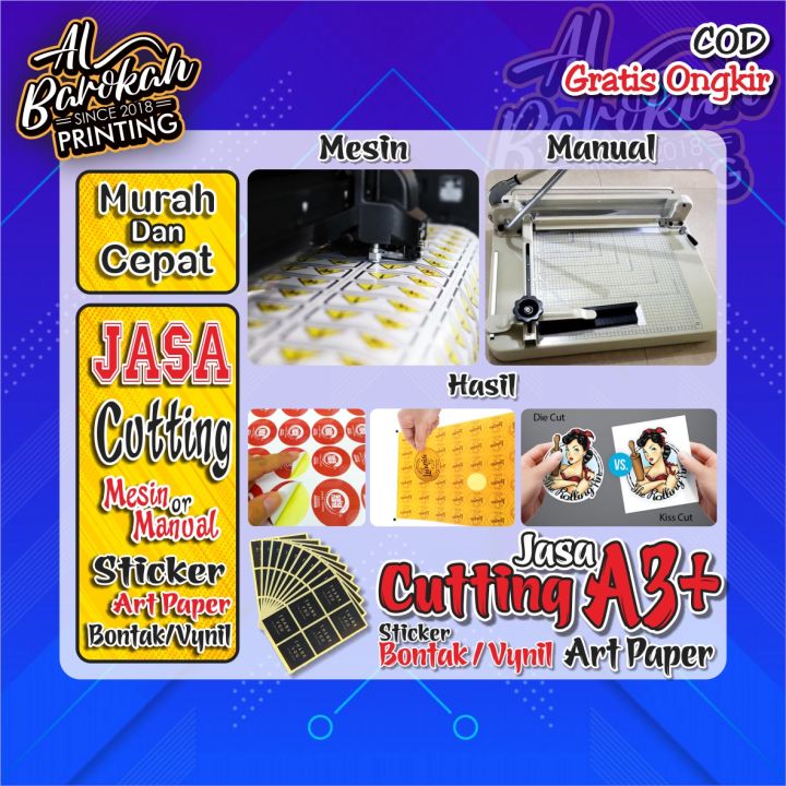 Jasa Cutting Stiker A3+ Costum Murah / Potong Stiker A3+