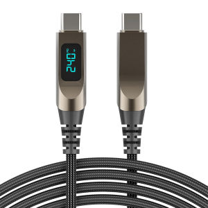 240W Digital Display USB-C Fast Charging Cable Data Transfer Wire Nylon Braided Type C To C Cables Cord for IPhone 17 Samsung