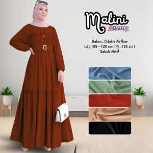 Gamis Crinkle Airflow Busui dengan Sabuk Aktif Warna-Warni - Fashion Muslimah Terbaru