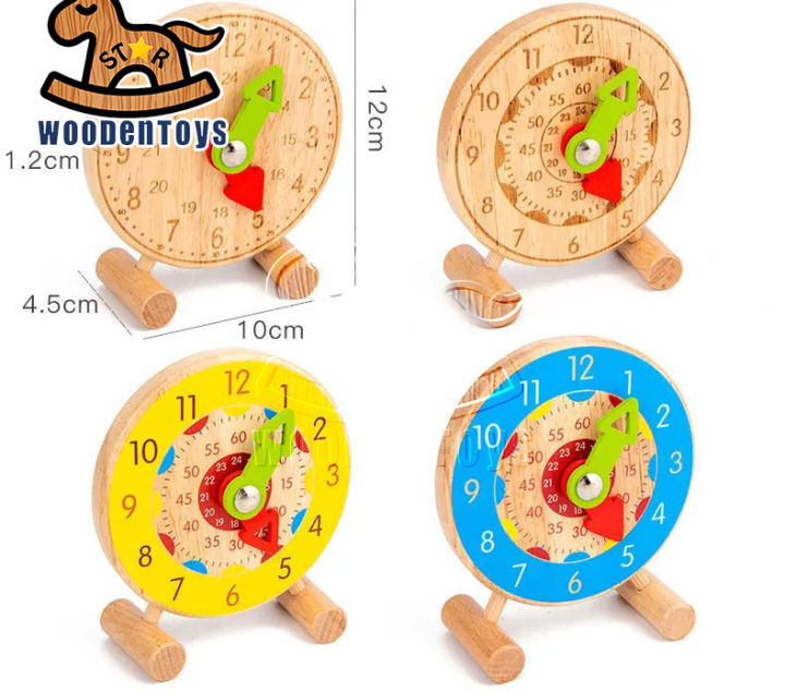 wooden Mini Geared Clock, Telling Time Teaching Clock, Learn to Tell ...