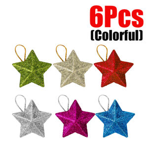 30/6Pcs Christmas Tree Decorations Star Pendant Home Holiday DIY Pendant Xmas 2024 New Year Gift Christmas Decors Ornament