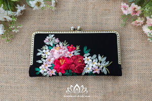 Ví cầm tay ví handmade ví thêu ruy băng độc lạ