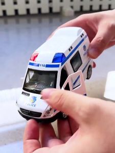 Rescue Ambulance Police Diecast Pull Back Play Vehicle Light Sound Early Learning Kids Birthday Gifts Boys Toys (3111)