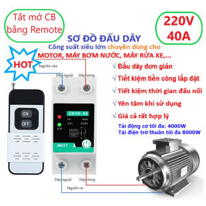 Công tắc máy bơm điều khiển từ xa 40A 4000W 220V tầm xa 1000m (1km) bật tắt máy bơm nước máy rửa xe