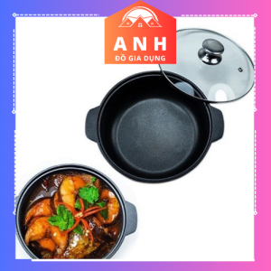 Nồi lẩu hợp kim gang nhôm nắp kính cao cấp tân tín đức.