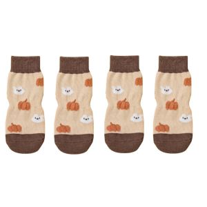 T6JOB1 4PCS Breathable Anti-Slip Dog Socks Dirt-Resistant Wear Resistant Dog Shoes Cute Cartoon Dog Paw Protector for Dogs Cats