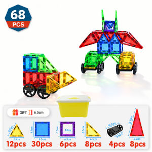 Romboss Magnetic Tiles 6.5cm & 3.75cm Magnetic Building Blocks STEM Educational Toy for Kids Robot Car Construction Set