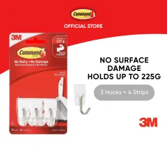 3M™ Command™ Wire Hooks, 17068FGN, Holds Up to 1.3kg, 2 hooks + 4