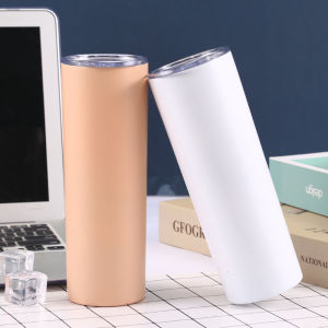 แก้วน้ำ แก้วน้ำทรงกระบอก 600ML. ฝาปิดแบบสไลด์ แก้วน้ำลายการ์ตูน แก้วทรงสูง กระบอกน้ำ แก้วน้ำสแตนเลส304