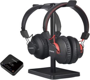 Avantree HT41899 - Dual Bluetooth Wireless Headphones for TV Watching Compatible with TVs (Optical/AUX) 40Hrs Playtime Individual Volume Control Includes Transmitter & Stand