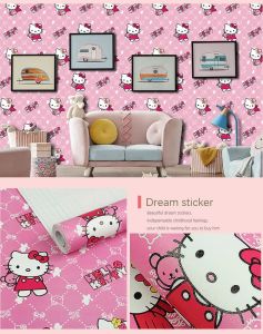 Wallpaper Dinding Tembok Kamar Tidur Anak Sticker Walpaper Stiker Dekorasi Hello Kitty Pink Peri