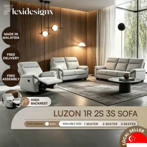 Flexidesignx LUZON Anti-Scratch Fabric Sofa Pocket Spring High Backrest 1 2 3 Seater Light Grey