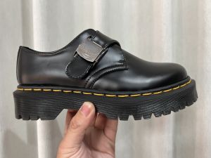 Dr.Martens Air Air Air หัวเข็มขัดส้นหนา Bex รองเท้า Martin ทรงเท้ามนแบบสบายๆสายหนังต่ำของผู้ชาย