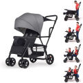 Twin Stroller Double Stroller Lightweight Adjustable Two-way Tandem Seating Foldable Baby Stroller. 