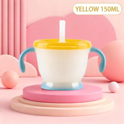160ml Baby Training Straw Cup/Children Learn Drinking Cup Food Grade PP/Silicone Material Safe No Odor Leak-Proof+Double Handle+Precise Scale