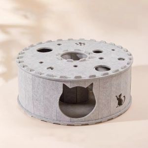 MUSCLEX Vải nỉ Nhà đường hầm cho mèo Chống mài mòn Không rụng lông Ổ mèo bán kín  Có thể tháo rời. Cột cào Những chú mèo con đang chơi đùa.