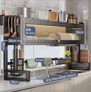 ชั้นวางจาน ที่คว่ำถ้วยจาน ชั้นวางคร่อมอ่างล้างจาน ชั้นคว่ำจานชาม Kitchen Dish Drainer Rack ชั้นวางเครื่องครัว ชั้นวางของในครัว