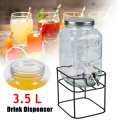 Jar Set001- 3.5L Juice Drink Glass Jar Dispenser With Stand And Faucet Juice Container. 