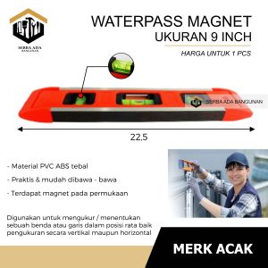 waterpass MAGNET tempel besi torpedo 9 / penggaris alat ukur air pas