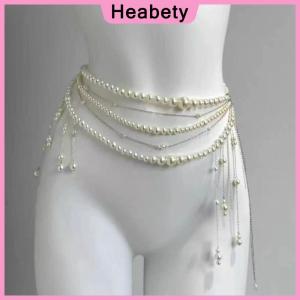 Heabety  Fashionable Multi-layer Flower Tassel Waist Chain Retro Pearl Waist Chain For Women Girls Body Chain Clothing Accessories Gifts