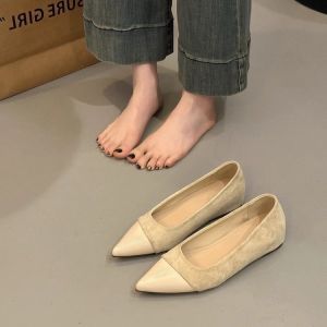 Free Shipping Shallow-Toe Pointed-Toe Flats For Women New Autumn Collection Soft Suede Comfortable Flat Shoes