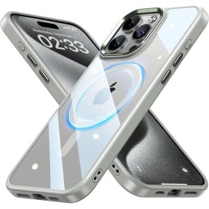 MAGSAFE !! CLEAR CASE Warna TITANIUM NATURAL iPhone 15 Pro Max ProMax 15+ Plus Drop Military (Anti KUNING) Case Ori HardCase Belakang Casing Acrylic Soft Silicone Samping Silikon Bening Kondom Hard 5G OMLED Transparent SPIGEN Mag Safe Galaxy ORI ABU Abu