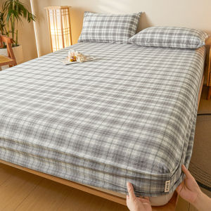 LINSY HOME ฝาครอบกันน้ำญี่ปุ่น ผ้าปูที่นอนกันน้ำ กันไรฝุ่น กันฉี่เด็ก กันคราบประจำเดือน 3.5/ 5/ 6 ฟุต ผ้าปูที่นอนกันน้ำ กันฝุ่น รัดมุม 360 ํ สูงCOD