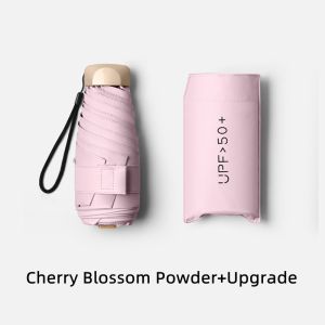 JIUDU Umbrella Foldable Mini Pocket Umbrella Black Glue Lightweight  Portable UV Rain Sunshade Umbrella