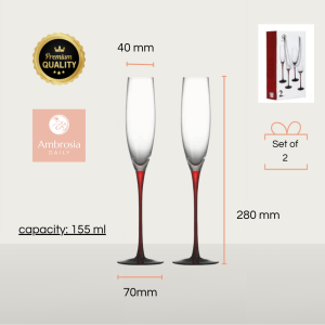 [SG Stocks]  Ambrosiadaily  Grand Cru Rouge Slim Tulip Champagne Glass (set of 2)
