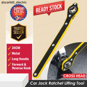 360° Swivel Easy Grip Jack Scissor Ratchet Wrench Car Tire Jack Lifting Tool with Forward Reverse Knob / Spanar Jack