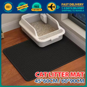 60x90cm 45x60cm Large Cat Litter Mat Non Slip Big Pet Litter Box Filter Mat Double Layer Wear Resistant Waterproof Cat Litter Mat Pet Clean Supplies